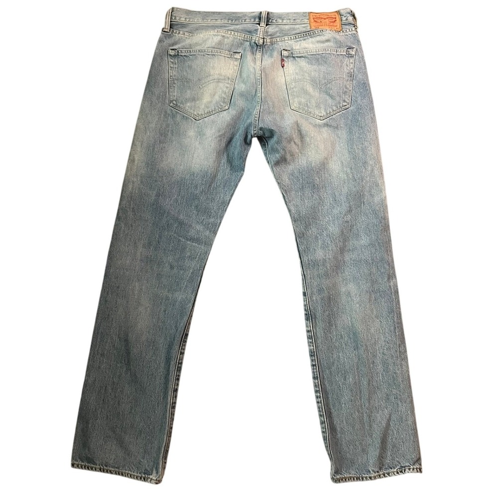 Levis 501 Men's Jeans W36 L32 Light Wash Button Fly Straight Leg Great Fade